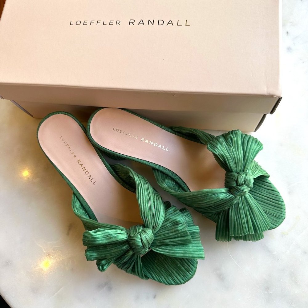 Loeffler Randall "Emilia" Mules NWT with Box Emerald/Sage Green 7